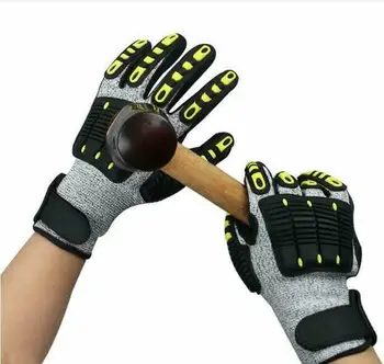 Сверхпрочные перчатки, устойчивые к порезам, Рабочие перчатки с защитой от вибрации, масла, Амортизирующие механические воздействия TPR