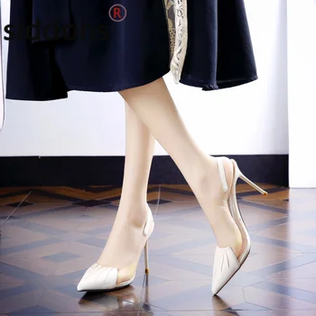 Летние женские элегантные вечерние босоножки с острым носком 2023, простые модные женские босоножки на каблуках