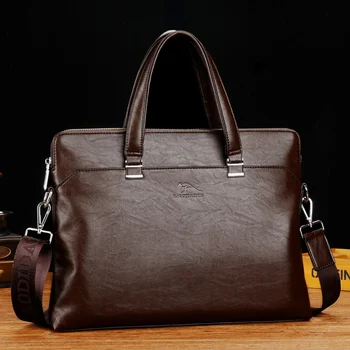 Мужской Роскошный Кожаный портфель, сумка большой емкости, Офисная сумка-Мессенджер, Деловая мужская сумка для ноутбука