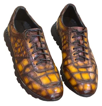leimanxiniu/ новая мужская обувь из крокодиловой кожи, модная обувь ручной работы, цветная мужская обувь из крокодиловой кожи