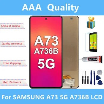 100% Тест Для Samsung Galaxy A73 5G ЖК-дисплей с рамкой, сенсорный экран, Дигитайзер, Замена A73 5G A736 A736B A736B/DS Дисплей