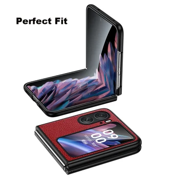 Роскошный Кожаный чехол OPPO Find N2 Flip 5G Case, высококачественная бизнес-защитная задняя крышка для телефона OPPO FIND N2 Case Изображение 2