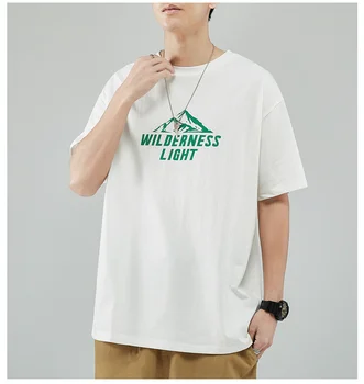 Футболка M4103 с короткими рукавами, мужская летняя хлопковая футболка бренда tide, свободная верхняя рубашка с нижней рубашкой Изображение 2