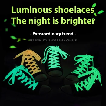 1 Пара Светящихся Шнурков Для обуви, Плоские Парусиновые Кроссовки, Светоотражающие Шнурки для обуви, Светящиеся В темноте, Цветные Флуоресцентные Шнурки 100 см