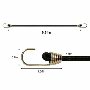 10шт 4 мм Многофункциональная Мини-веревка с фиксированной резинкой, Сверхпрочные эластичные Банджи-шнуры, Ремни, крючок для багажа Изображение 2