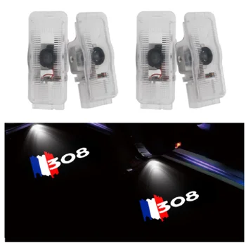 Светодиодные Огни Приветствия Двери автомобиля Проектор логотипа для Peugeot 308 2011-2013 Призрачная Теневая лампа с подсветкой Авто Декоративный Аксессуар