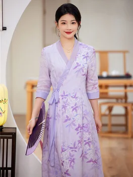 Высококачественное Весенне-летнее Женское платье в стиле Ретро с элегантным принтом 