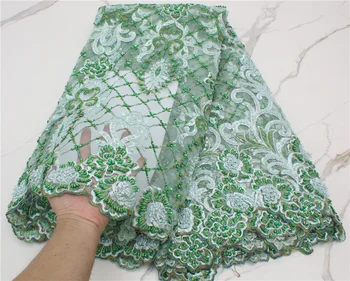PGC Африканская Кружевная ткань ручной работы из бисера 2021, Высококачественная вышивка, Французские Нигерийские кружевные ткани Для Свадебного платья YA4237B-2