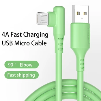 Kebiss 90-градусный локоть, USB-Микрокабель 4A, быстрая зарядка, USB-кабель для передачи данных Samsung, Xiaomi, LG, планшет, мобильный телефон, USB-шнур для зарядки