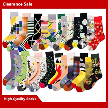 46 стилей высококачественных носков, креативные зимние мужские носки с теплым рисунком, забавные носки, хлопковые повседневные носки Happy, Большой размер Eu 40-46