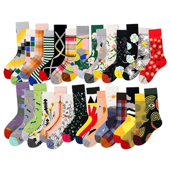 46 стилей высококачественных носков, креативные зимние мужские носки с теплым рисунком, забавные носки, хлопковые повседневные носки Happy, Большой размер Eu 40-46 Изображение 2