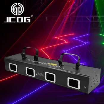JCDG 4 Головки 300 Вт Лазерные Фонари Полноцветный Лазер 4 в 1 Лампа DMX512 RGB Сценический Эффект Лазерный Проектор Для Дискотеки DJ Party Танцевальный Бар