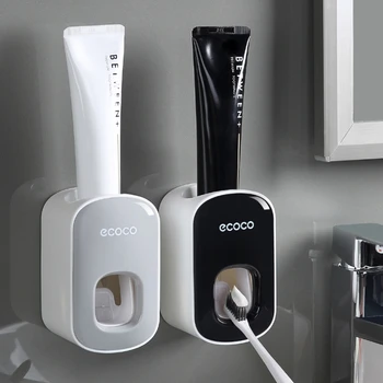 Автоматический дозатор зубной пасты Ecoco, Соковыжималки для зубной пасты, Пылезащитный держатель для зубных щеток, настенная подставка, набор аксессуаров для ванной комнаты