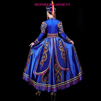 Китайско-Монгольское платье Для девочек в этническом стиле, платье для выступлений с монгольскими танцами, Зимнее платье-качели, Головные уборы для выступлений Изображение 2