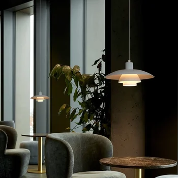 Подвесной светильник в скандинавской простоте, красочный светодиодный подвесной светильник в форме зонтика для ресторана, гостиной, фойе, светильник Изображение 2