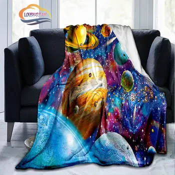 Космическая Вселенная и множество планет в серии Galaxy, Модное фланелевое одеяло, обои солнечной системы, одеяло, диван-кровать, теплое одеяло Изображение 2