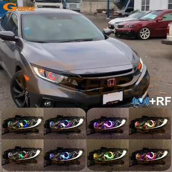 Для Honda Civic 9th 10th 11th Gen BT App Динамические Вращающиеся многоцветные RGB светодиодные Ангельские Глазки с шестигранными кольцами-гало-указателями поворота