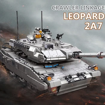 Строительные блоки танка WW2 Leopard 2A7, Немецкое основное боевое оружие, кирпичи, Военный солдат, армейские танки, автомобильные игрушки для детей, подарки