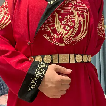 2022 Китайский кожаный ремень Hanfu, мужские ремни, поясной ремень, халат с круглым вырезом, пояс для одежды с летучей рыбой, винтажный пояс pd