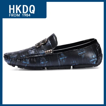 HKDQ/ Классические мужские кожаные лоферы для джентльменов, удобная мягкая дышащая мужская кожаная обувь, износостойкая нескользящая мужская повседневная обувь