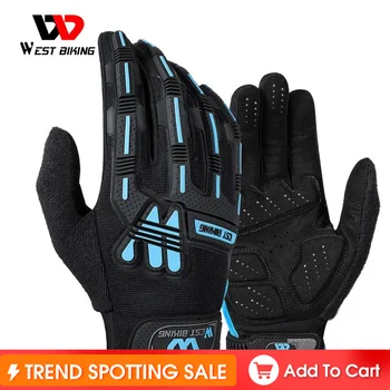 Противоударные спортивные перчатки WEST BIKING, ветрозащитные перчатки с сенсорным экраном на весь палец, мотоциклетные MTB велосипедные велосипедные перчатки, мужские женские