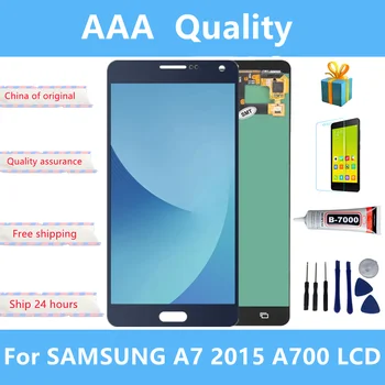 Оригинальный Super AMOLED Для Samsung Galaxy A7 2015 A700 LCD A7000 A700H A700F A700FD ЖК-дисплей с Сенсорным экраном Дигитайзер В Сборе