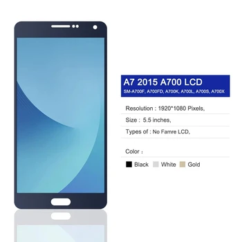 Оригинальный Super AMOLED Для Samsung Galaxy A7 2015 A700 LCD A7000 A700H A700F A700FD ЖК-дисплей с Сенсорным экраном Дигитайзер В Сборе Изображение 2