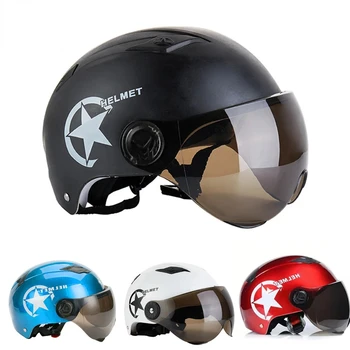 Модный мотоциклетный шлем Для верховой езды, Анти-ультрафиолетовый Шлем, Защитный шлем, Дышащий Солнцезащитный Крем, Регулируемый Полуоткрытый шлем для лица