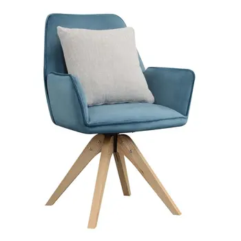 Концепции удобства Присаживайтесь, вращающееся акцентное кресло Miranda, синий бархат/натуральное дерево Изображение 2