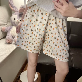 Женские пижамные штаны с цветочным дизайном, Популярные стильные женские основы для дома, Современный универсальный Соблазнительный Летний корейский стиль Изображение 2