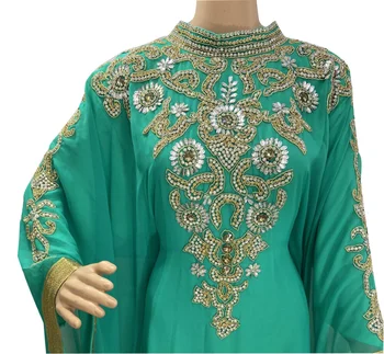 Дубайское Марокканское платье цвета Морской волны из Жоржета, Изысканное платье Farasha Изображение 2