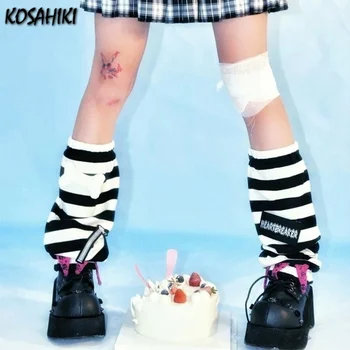 Y2k Лолита Девушка Полосатая Грелка Для Ног Harajuku Корейская Мода Леди Длинный Носок Jk Студенческие Черные Крутые Уличные Чехлы для Ног