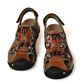 Золотое деревце, летняя уличная обувь, мужская Камуфляжная обувь для горного треккинга, Мужские сандалии для отдыха, классические повседневные туфли на плоской подошве в стиле ретро Изображение 2