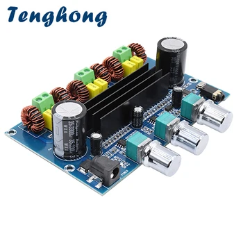 Tenghong TPA3116D2 Bluetooth 5,0 Плата цифрового Усилителя 2,1-Канальный Усилитель высокой мощности класса D 2x50 Вт 1x100 Вт постоянного тока 12-24 В Вт/Чехол