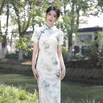 Yourqipao 2023 Летнее Современное Платье Ципао средней длины средней длины в стиле ретро в Традиционном китайском стиле для выступлений, Женское платье Ципао для Вечеринки
