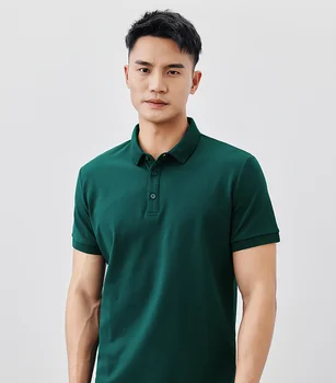 P4645-Мужская повседневная рубашка поло с короткими рукавами, мужская летняя новая однотонная футболка с отворотом и короткими рукавами.J8511