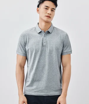 P4645-Мужская повседневная рубашка поло с короткими рукавами, мужская летняя новая однотонная футболка с отворотом и короткими рукавами.J8511 Изображение 2