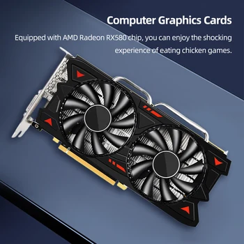 Игровая видеокарта RX580 8G GDDR5 Графический адаптер GPU 256bit PCI-E 3.0 X16 с Двойным вентилятором 6Pin для Настольного компьютера Изображение 2