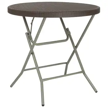 2,6-футовый Круглый коричневый складной столик из ротанга Изображение 2