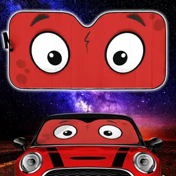 Красные солнцезащитные козырьки с удивленными мультяшными глазами для автомобилей