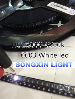 4000 шт./лот Маленькие белые ламповые бусины 0603 SMD LED 0603 белые светоизлучающие диоды Бесплатная доставка 1.6*0.8*0.4 ММ 6000-6500 К 3,0-3,6 В