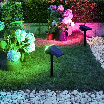 RGB Солнечный светодиодный светильник для лужайки, Наружные Водонепроницаемые Солнечные прожекторы для украшения сада, 108 48 светодиодных Регулируемых 2 в 1 ландшафтных светильниках
