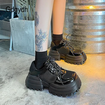 Gdgydh, Японские женские кроссовки на платформе и массивном каблуке, фирменный дизайн, толстая подошва, Спортивная повседневная обувь в готическом Стиле, Женская Комфортная Дышащая