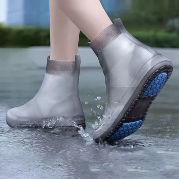 Чехол для непромокаемых сапог, Силиконовый чехол для непромокаемых сапог, водонепроницаемый чехол для обуви, детские дождливые ботинки, уличные непромокаемые сапоги, высокая утолщенная нескользящая трубка