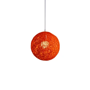2X Кофейно-Оранжевая Шаровидная Люстра из бамбука, ротанга и пеньки, Индивидуальный Креативный Сферический абажур из ротанга Изображение 2