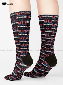 Поехали, Носки Брэндона, Красные, белые, синие Носки с персонализированной цифровой печатью 360 °, подарочные носки для уличного скейтборда в стиле Харадзюку