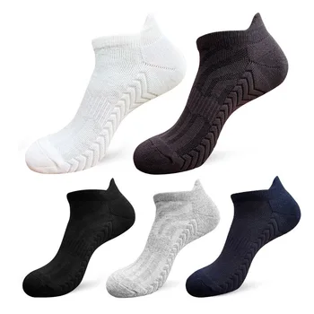 2 пары новых хлопчатобумажных белых носков, мужские весенне-летние носки с полотенцем, спортивные нескользящие мужские носки-лодочки для бега