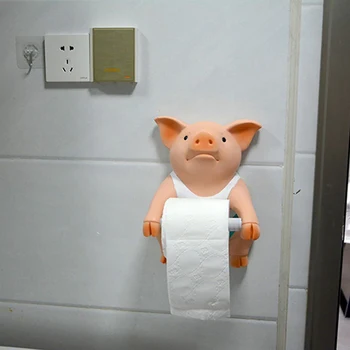 Держатель для туалетной бумаги в стиле свиньи, коробка для салфеток без перфорации, бытовой держатель для бумажных полотенец, Катушечное устройство, аксессуар для ванной комнаты Изображение 2