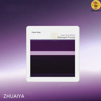 ZHUAIYA Гиперглянцевая металлическая темно-фиолетовая виниловая пленка для обертывания автомобиля для автомобиля без пузырьков легко устанавливается 1.52x18 м Изображение 2