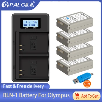 Для аккумуляторов Olympus BLN-1 BLN1 + ЖК-дисплей с двумя USB-зарядными устройствами OM-D E-M1 E-M5 Mark II PEN-F E-P5 EM1 EM5 PENF EP5 Аккумулятор для камеры